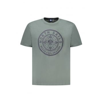 Tricou barbati - cu imprimeu cu logo - Regular fit -  Verde inchis