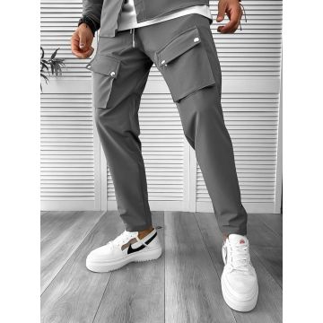 Pantaloni de trening barbati slim fit gri inchis 60501 D2-1.1