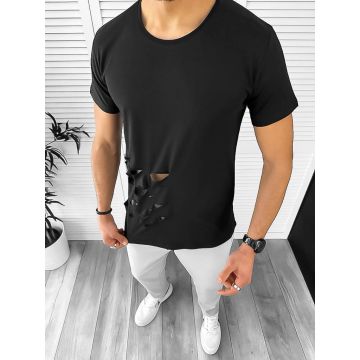 Tricou barbati negru slim fit T1949