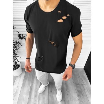 Tricou barbati negru slim fit T1967 P5-4