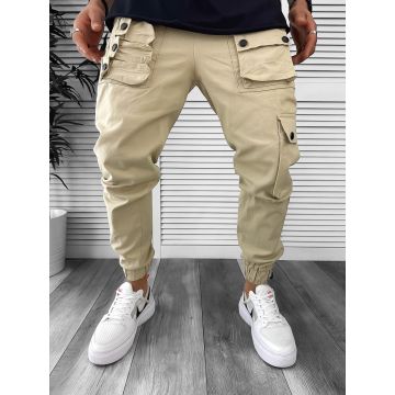 Pantaloni de trening cargo  bej  conici Y310 120-4