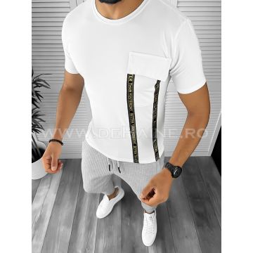 Tricou barbati alb PREMIUM slim fit ZR B1136  N1-6.1