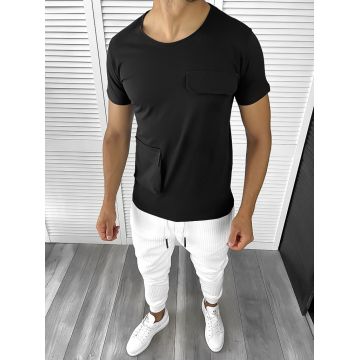 Tricou barbati slim fit negru T1974  N1-6.3