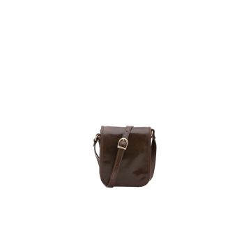 Geanta crossbody de piele cu buzunar pe spate - cu fermoar 210293