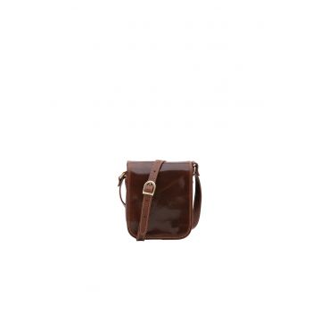 Geanta crossbody de piele cu buzunar pe spate - cu fermoar 210293