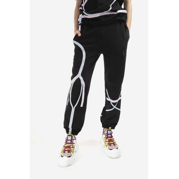 MCQ pantaloni de trening din bumbac Taped culoarea negru, cu model 647262RST771000-BLACK