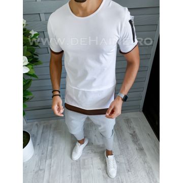 Tricou barbati alb slim fit B1733  N5-4.1