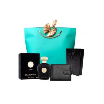 Set Black Style cu Apa de parfum  Opulent Oud - portofel piele si agenda