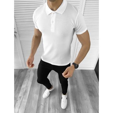 Tricou barbati alb slim fit  cu defect  DEF642  N5-4.2