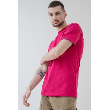 Tricou de bumbac cu decolteu la baza gatului