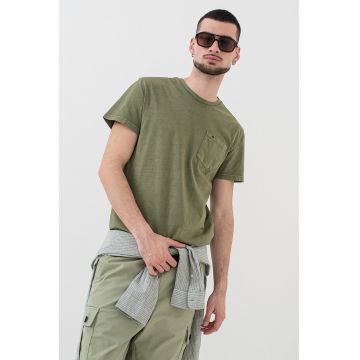 Tricou slim-fit cu decolteu la baza gatului