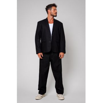 Costum din IN oversized sacou si pantalon lung Black 13445