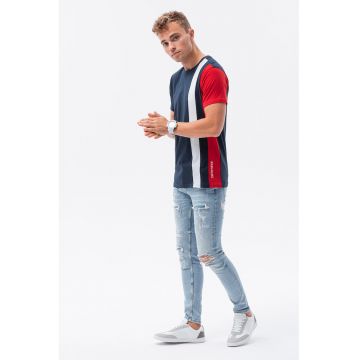 Tricou din bumbac cu model colorblock