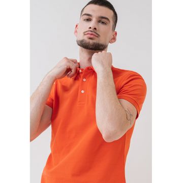 Tricou polo slim fit din amestec de bumbac organic