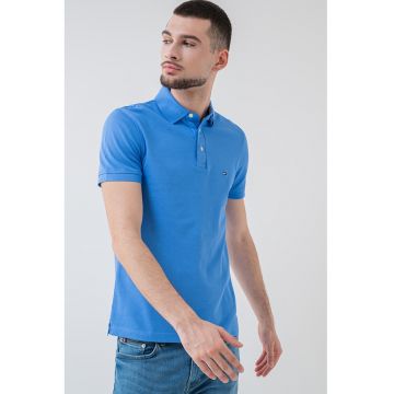 Tricou polo slim fit din amestec de bumbac organic