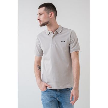 Tricou polo slim fit din material pique