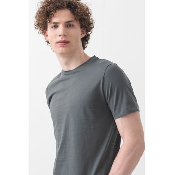 Tricou regular-fit de bumbac cu decolteu la baza gatului