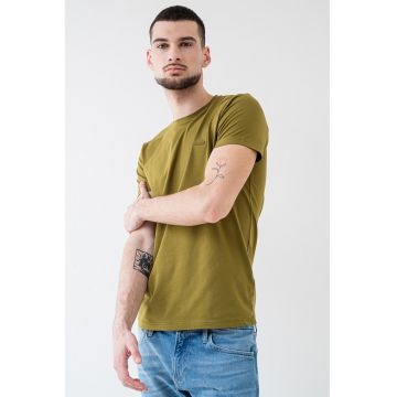 Tricou slim fit cu decolteu la baza gatului