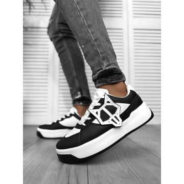Adidasi barbati casual albi cu negru 080 Adidasi barbati casual albi cu negru 080