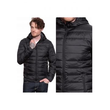 Jacheta De Tranzitie - Eddi Hooded Puffer - Croi Normal - Fermuar - 3 Buzunare - 100% Poliester - Negru Jacheta De Tranzitie - Eddi Hooded Puffer - Croi Normal - Fermuar - 3 Buzunare - 100% Poliester - Negru