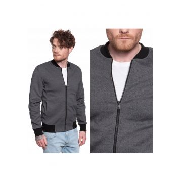 Jacheta De Tranzitie - Slhjuan Bomber Sweat Jacket - Croi Regular - Fermuar - 2 Buzunare - Fara Gluga - Negru - 1 Bucata Jacheta De Tranzitie - Slhjuan Bomber Sweat Jacket - Croi Regular - Fermuar - 2 Buzunare - Fara Gluga - Negru - 1 Bucata