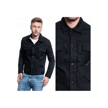 Jacheta Din Denim - Jack&Jones - Jjiroyal Overshirt R211 - Croi Regular - Capse - Negru - 4 Buzunare - Negru Jacheta Din Denim - Jack&Jones - Jjiroyal Overshirt R211 - Croi Regular - Capse - Negru - 4 Buzunare - Negru