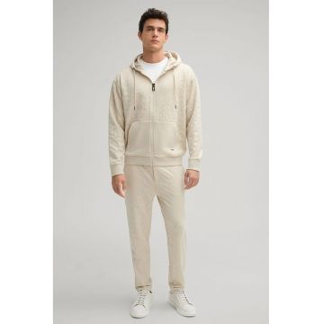 Pantaloni cu elastic in talie si imprimeu logo Pantaloni cu elastic in talie si imprimeu logo