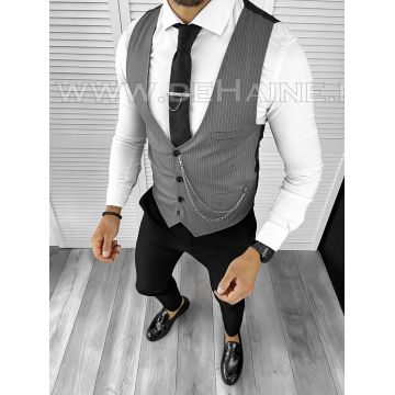 Vesta barbati eleganta slim fit gri B8112 P19-3.3 Vesta barbati eleganta slim fit gri B8112 P19-3.3