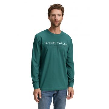 Bluza cu decolteu la baza gatului si imprimeu logo Bluza cu decolteu la baza gatului si imprimeu logo
