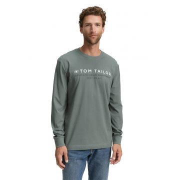 Bluza cu decolteu la baza gatului si imprimeu logo Bluza cu decolteu la baza gatului si imprimeu logo