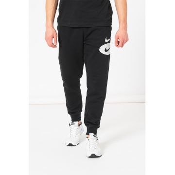 Pantaloni sport cu imprimeu logo contrastant